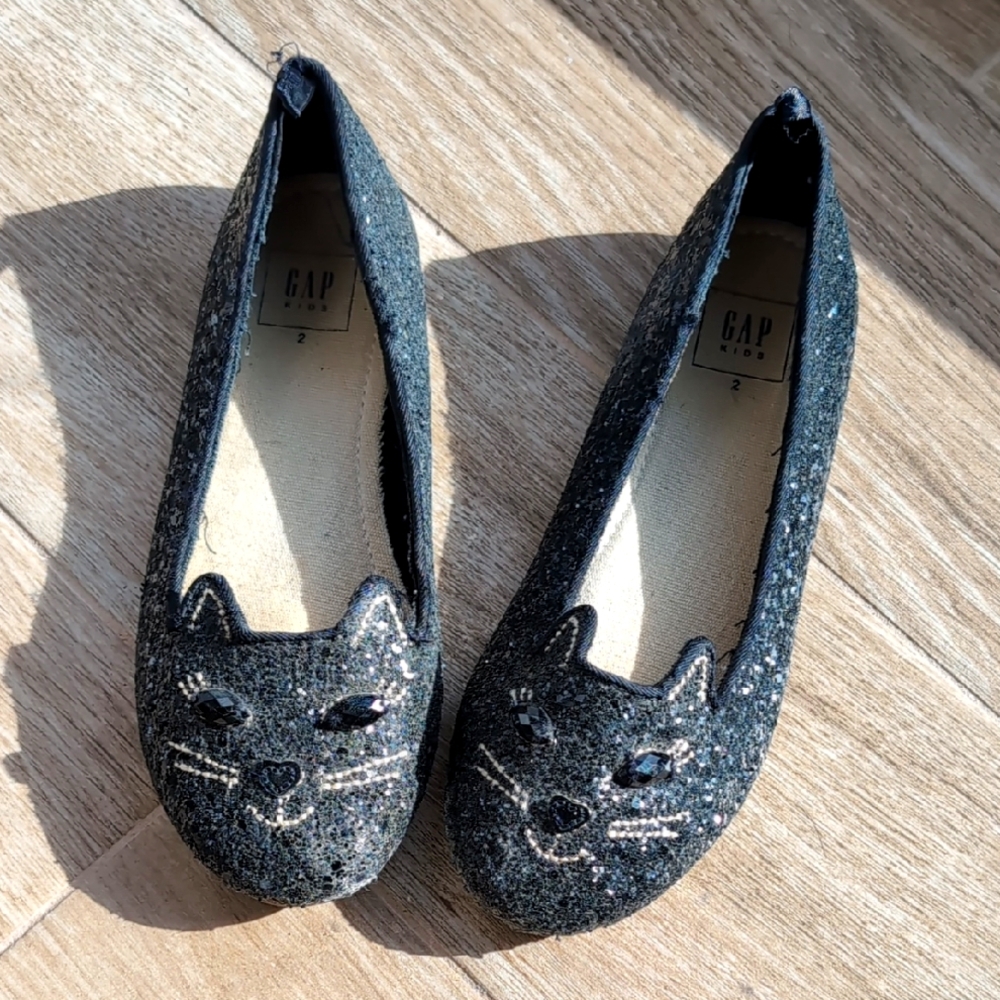 GAP Kids Black Cat Glitter Flats